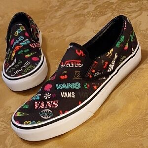 VANS Multicolor Graphic Slip-On Sneakers, Women's 8.5 Men's 7.0